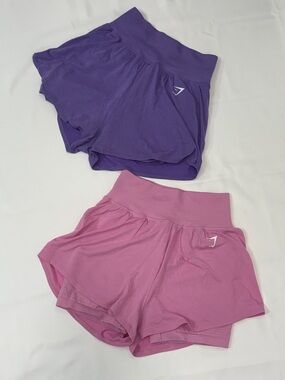GYMSHARK WOMENS HIGH - WAIST ATHLETIC SHORTS PURPLE & PINK!
